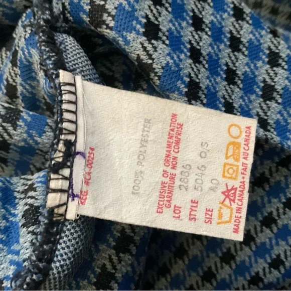 “VINTAGE” Eaton’s new old stock groovy blue checkered wide leg cuffed pants. - Picture 4 of 12